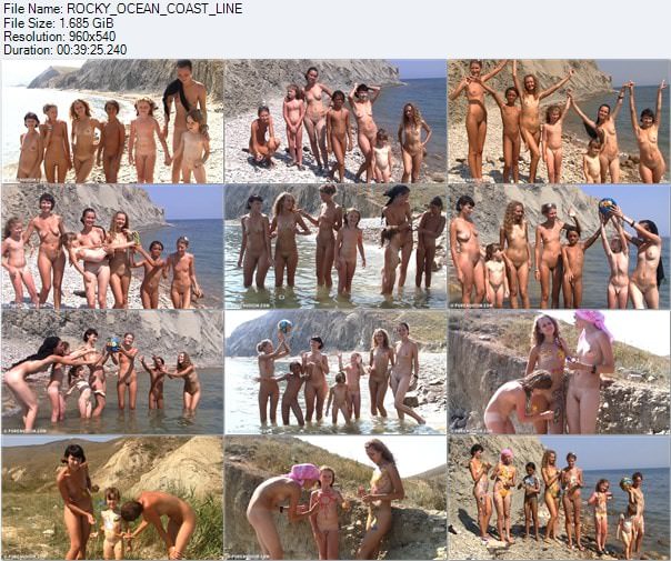 Group video nudism - Rocky ocean coast line [純粋なヌーディズム]